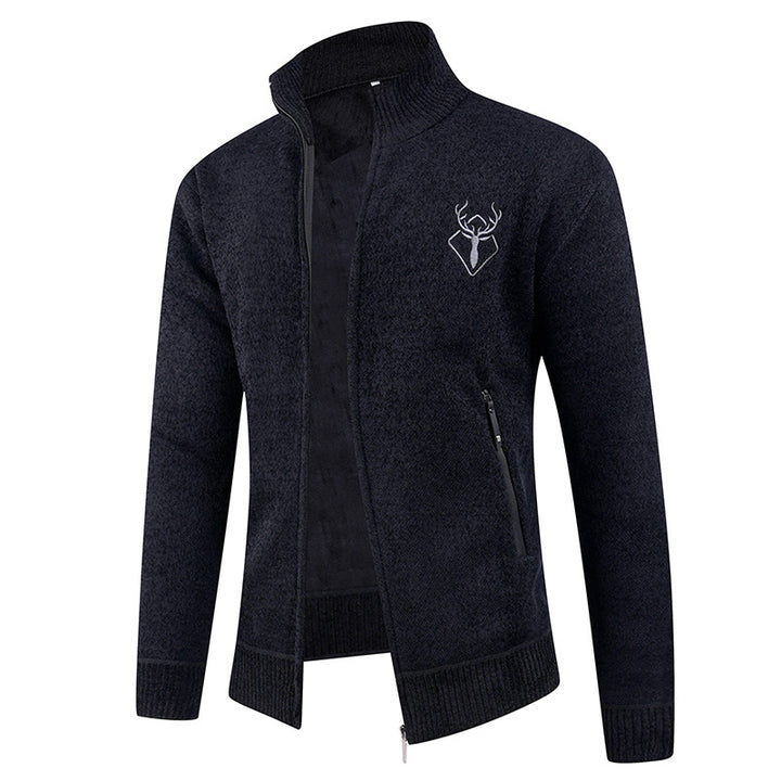 Men's cardigan with high collar and practical zip pockets Lisslune