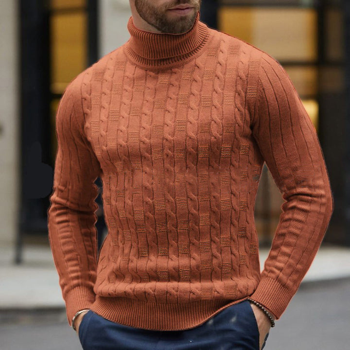Men's knitted sweater with stylish turtleneck and textured pattern Lisslune