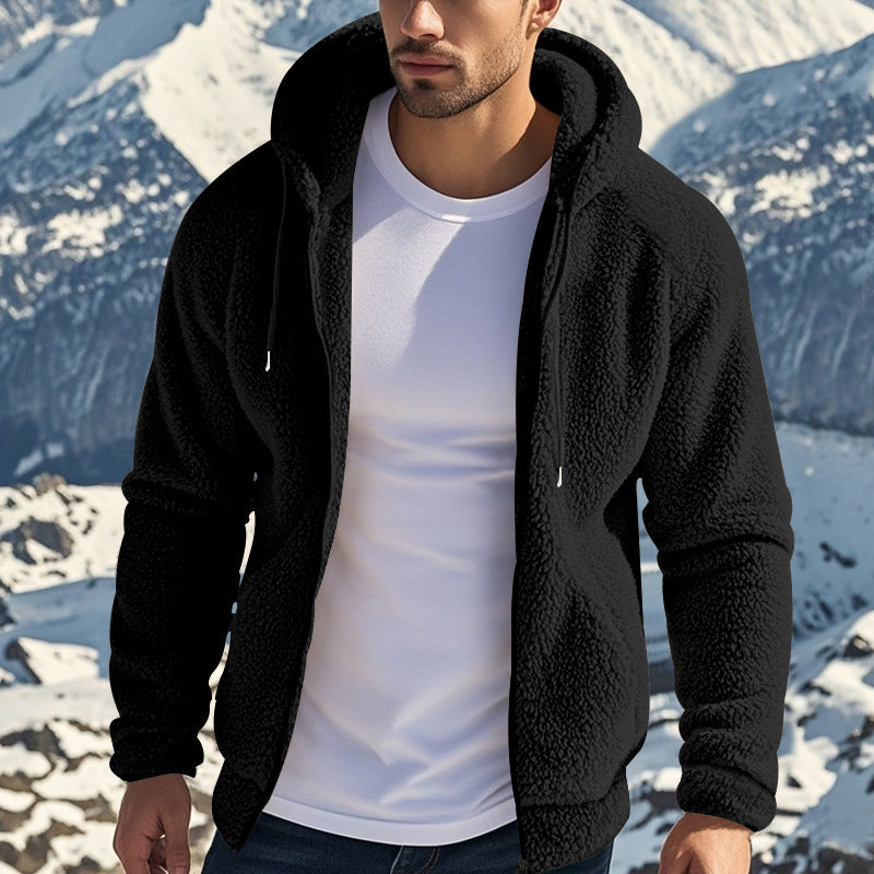 Men's fleece hoodie with soft material and practical pockets Lisslune