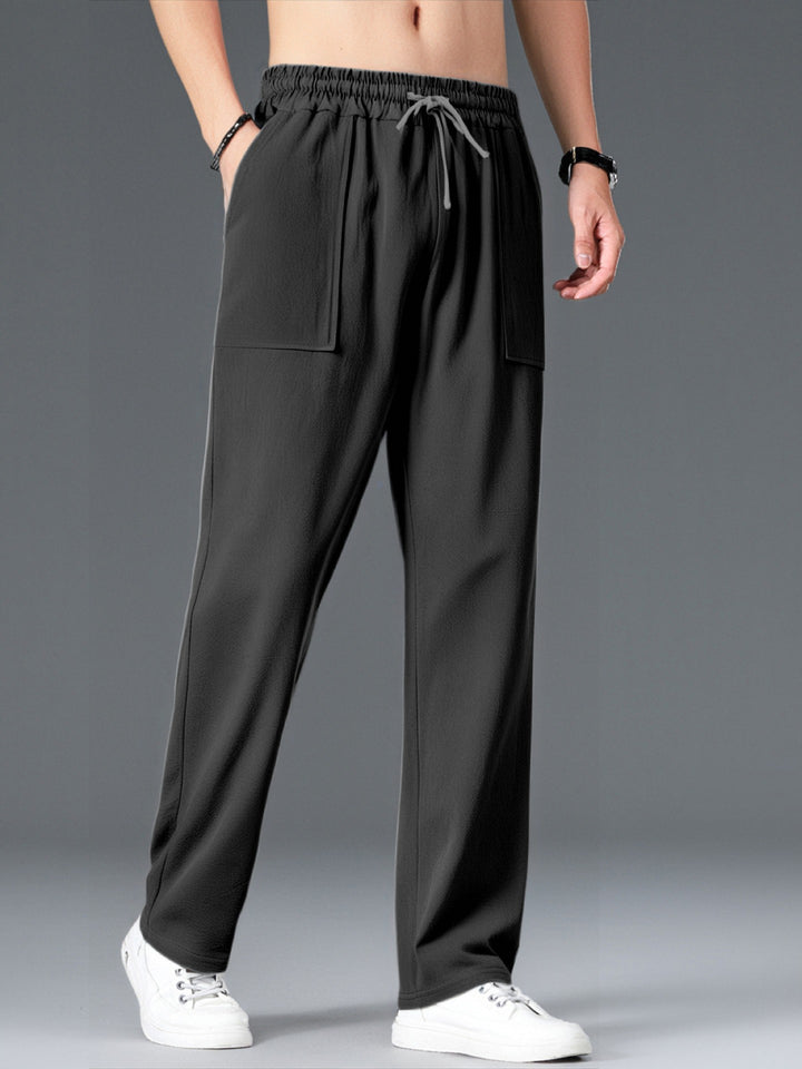 Men's Comfortable Leisure Pants with Elastic Waistband and Side Pockets Lisslune