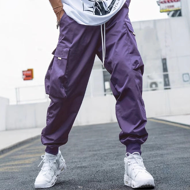 Men's casual utility pants with practical pockets and elastic hem Lisslune