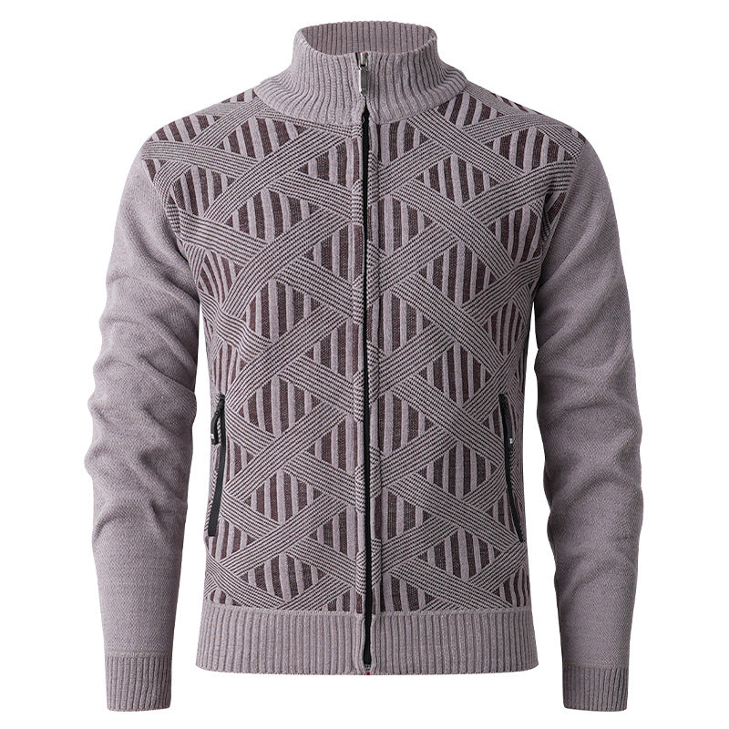 Men's cardigan with textured design and modern zipper Lisslune
