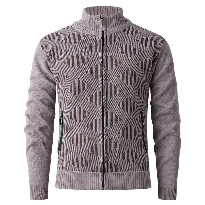 Men's cardigan with textured design and modern zipper Lisslune