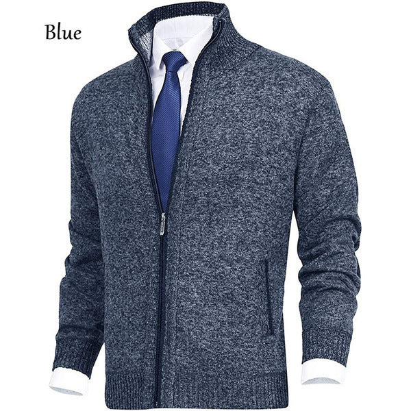 Men's stylish cardigan with high collar and elegant contrast details Lisslune
