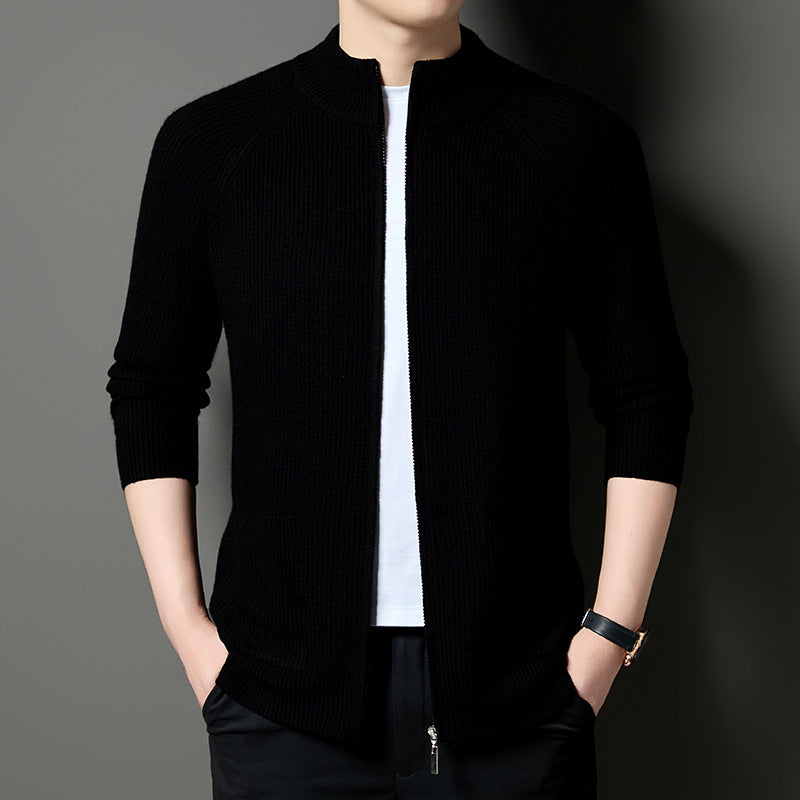 Men's Lightweight Cardigan with Textured Zipper and Practical Pockets Lisslune