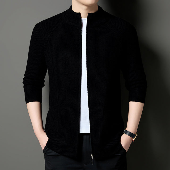 Men's Lightweight Cardigan with Textured Zipper and Practical Pockets Lisslune