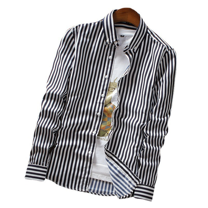 Men's stylish long sleeve shirt with fine stripes Lisslune
