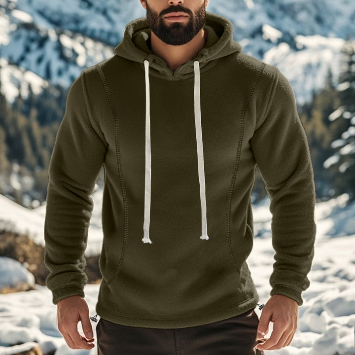 Men's Comfortable Fleece Hoodie with High Neck and Practical Kangaroo Pocket Lisslune