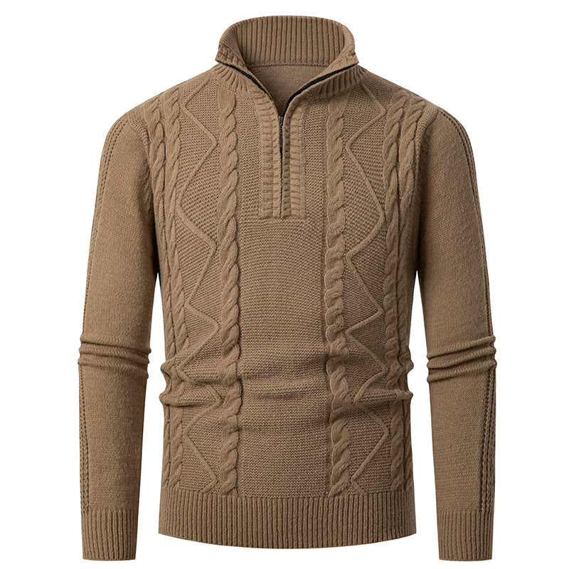 Men's knit sweater with high collar and cable knit pattern Lisslune