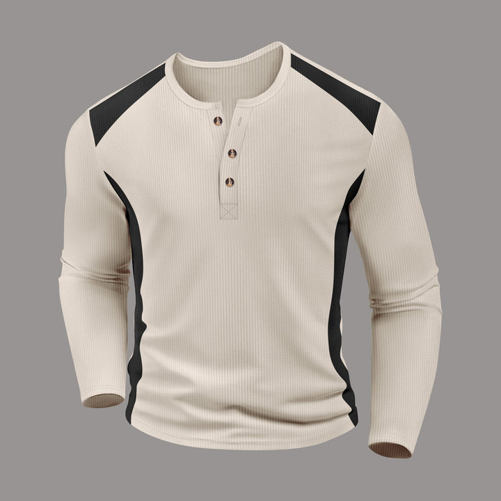 Men's long sleeve shirt with fashionable buttons and textured fabric Lisslune