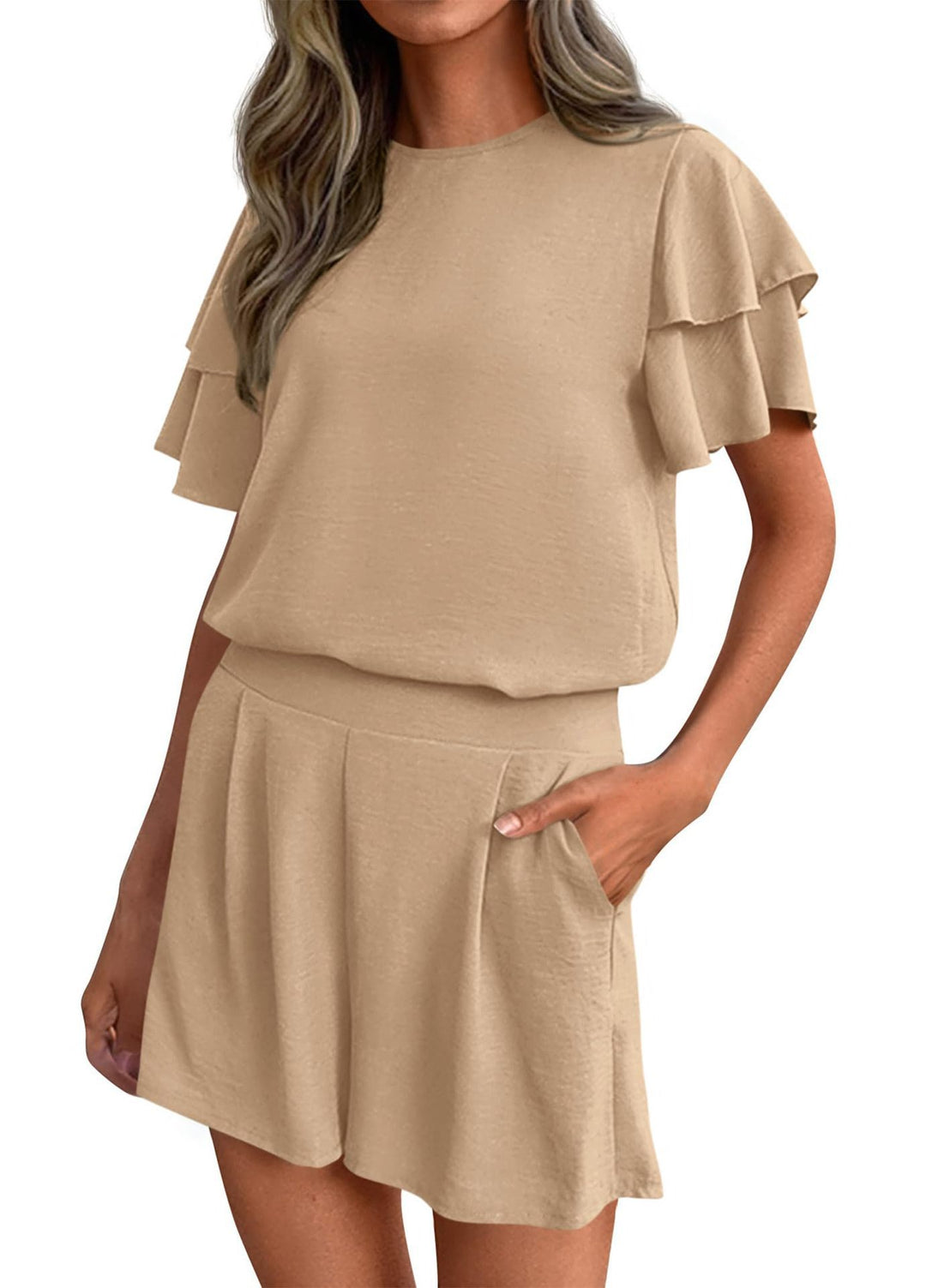 Women's Playful Jumpsuit with Ruffle Details and Side Pockets Lisslune