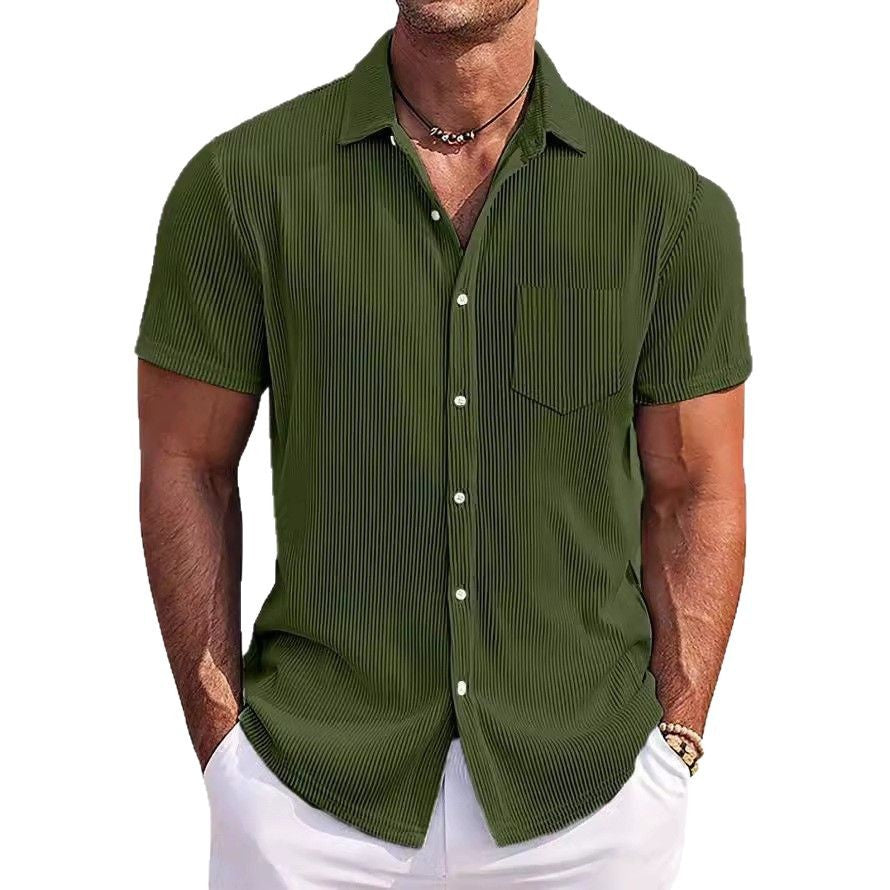 Men's short sleeve shirt with fine stripe pattern and modern fit Lisslune