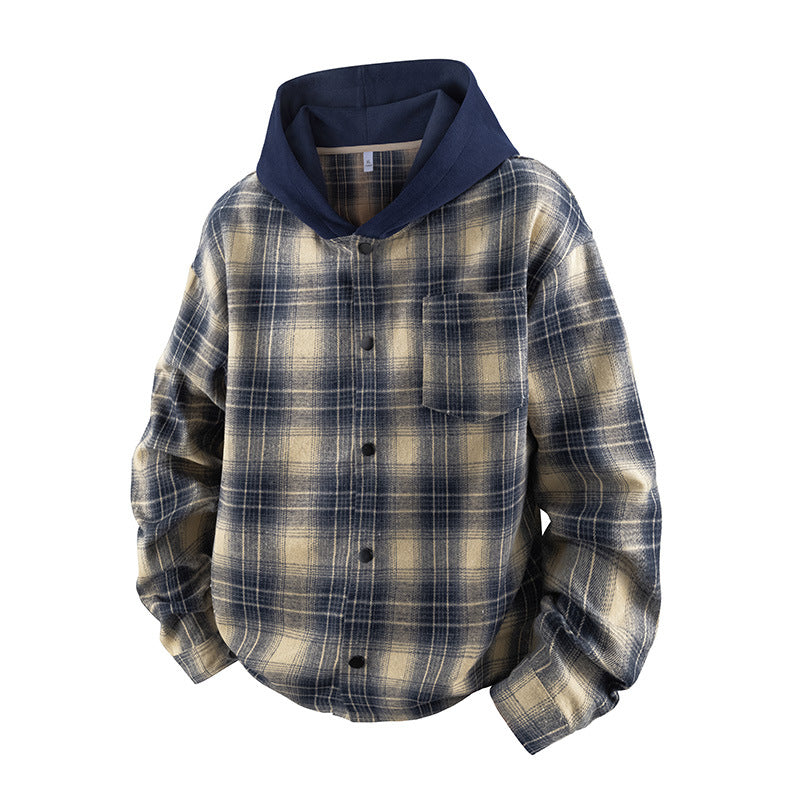 Men's casual shirt jacket with lined hood and check pattern Lisslune
