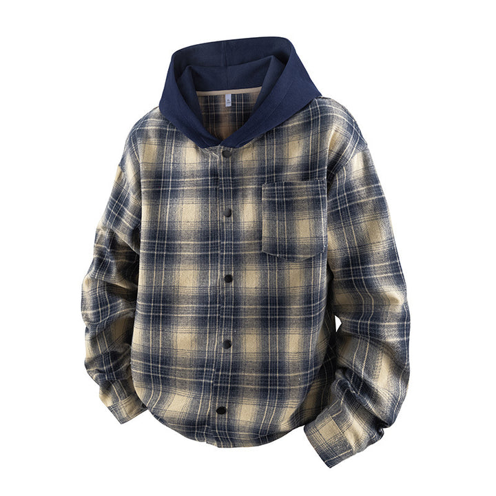 Men's casual shirt jacket with lined hood and check pattern Lisslune