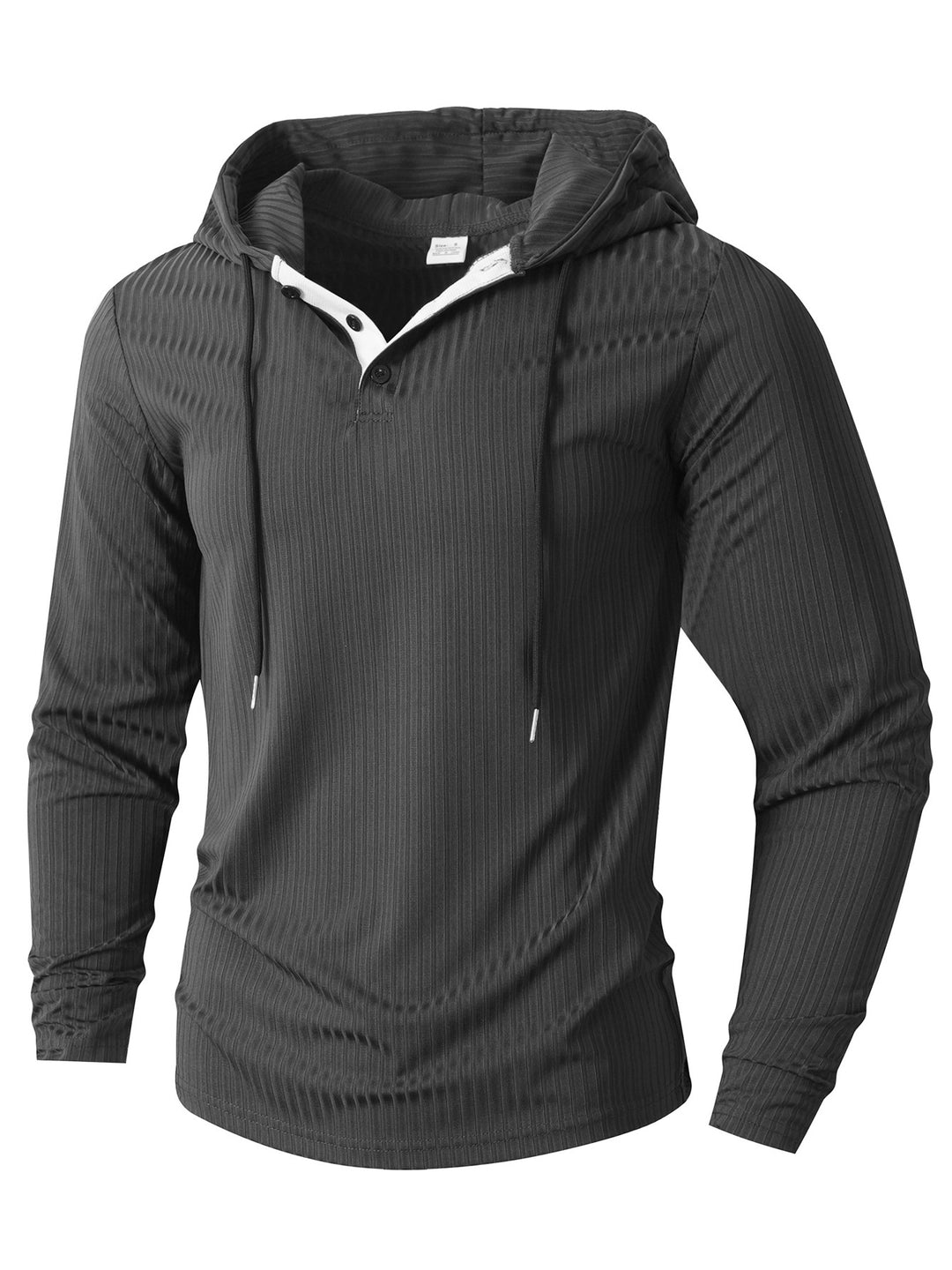 Men's Athletic Long Sleeve Hoodie with Textured Surface Lisslune