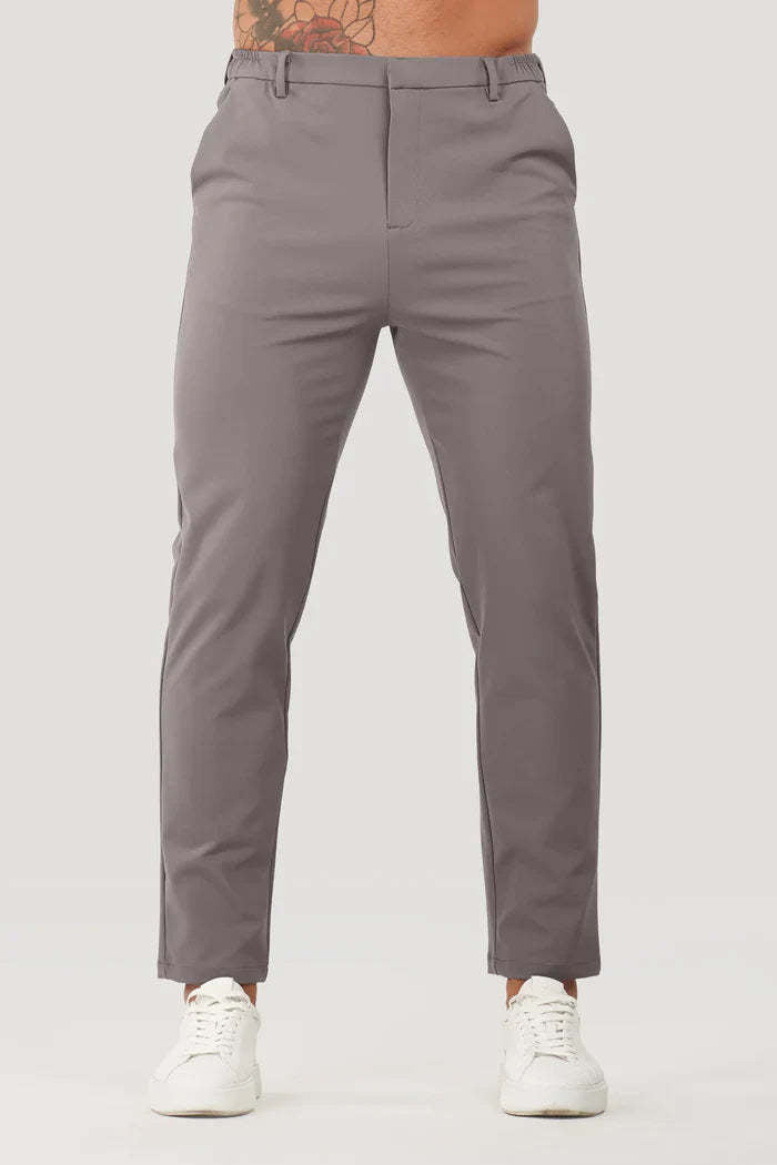 Men's Slim Fit Chino Pants with Elastic Waistband and Side Pockets Lisslune