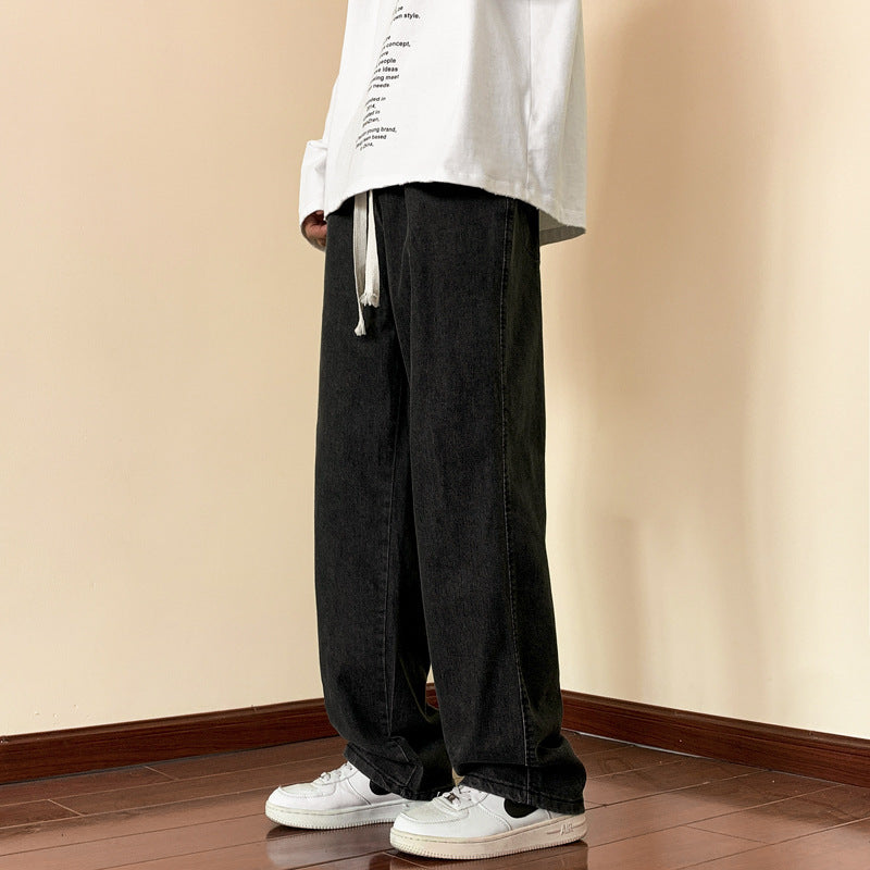 Men's casual denim pants with a comfortable cut and elastic waistband Lisslunes