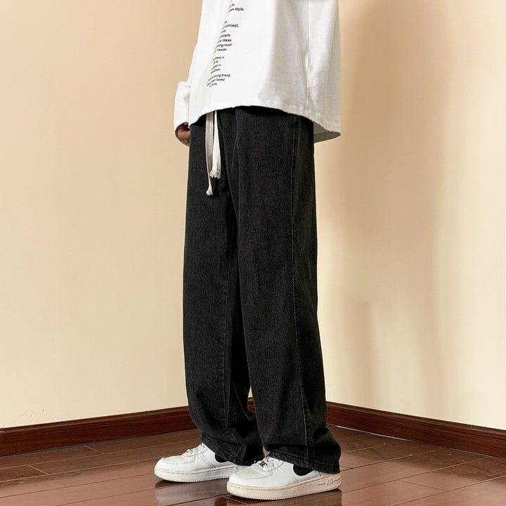 Men's casual denim pants with a comfortable cut and elastic waistband Lisslunes
