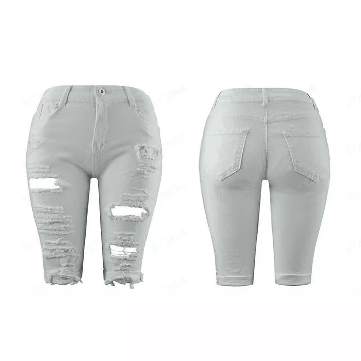 Women's destroyed denim pants with a casual cut and trendy ripped details Lisslune