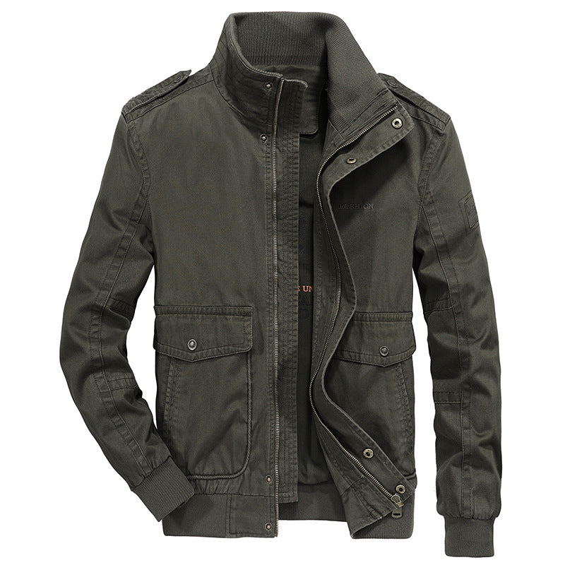 Men's Casual Utility Jacket with Adjustable Collar and Practical Pockets Lisslune