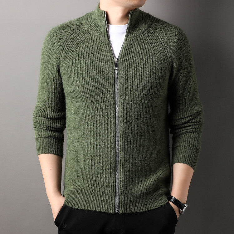 Men's cardigan with high collar and inconspicuous zipper Lisslune