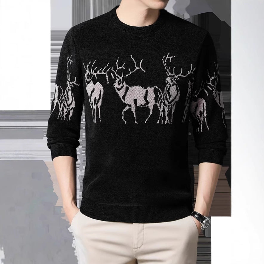 Men's knitted sweater with detailed reindeer motif Lisslune