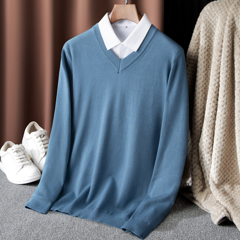 Men's Pullover with V-Neck and Fine Knit Structure Lisslune