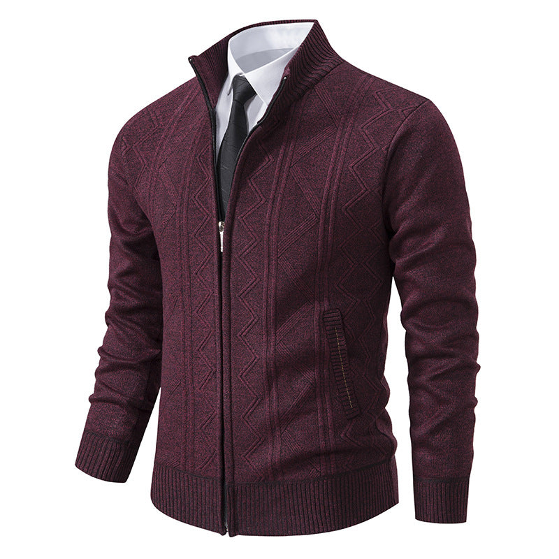 Men's cardigan with high collar and zipper Lisslune