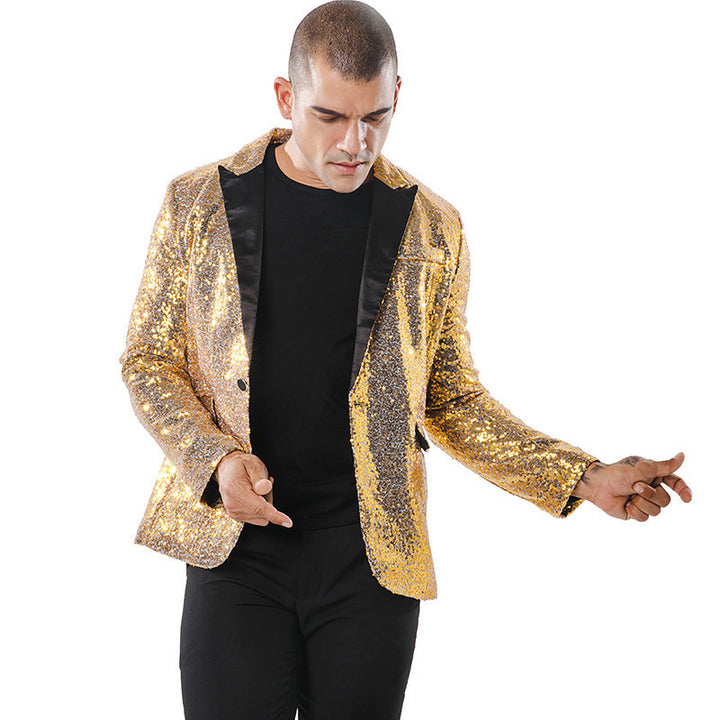 Men's Glamorous Sequin Blazer with Modern Cut and Elegant Accents Lisslune