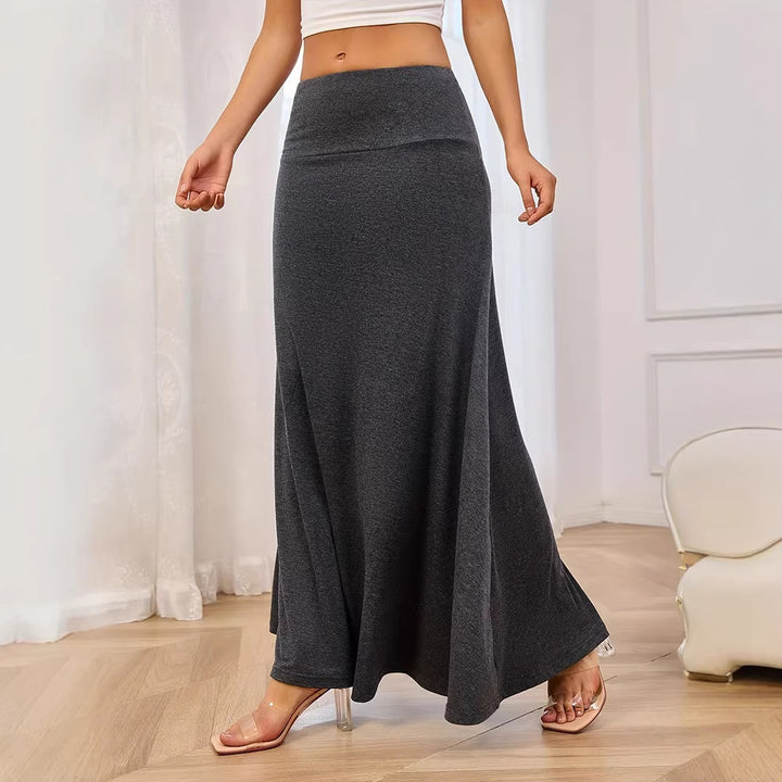 Women's maxi skirt made of soft jersey with elastic waistband and flowing cut Lisslune