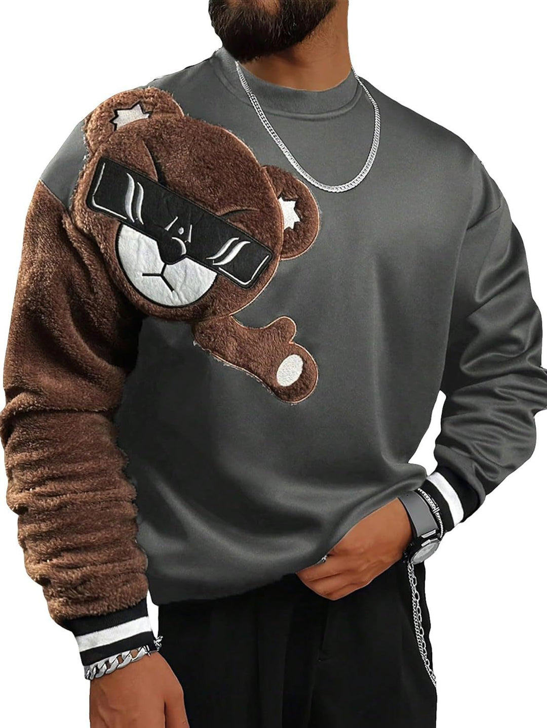 Men's Sweatshirt with Cozy Bear Motif Lisslune