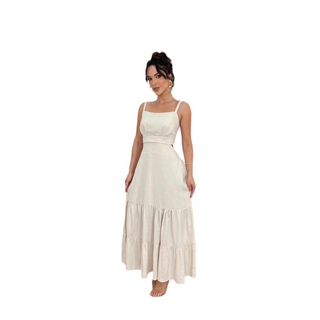 Women's maxi dress with tailored top and voluminous skirt Lune London