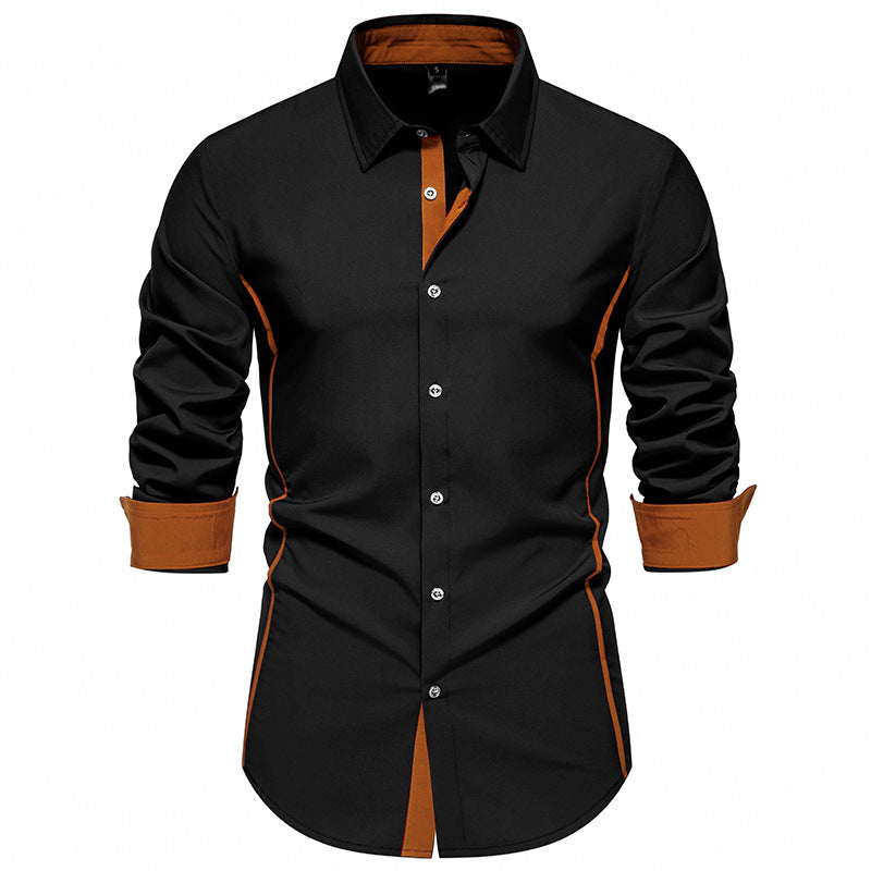 Men's long-sleeve shirt with contrasting seams and modern cut Lisslune