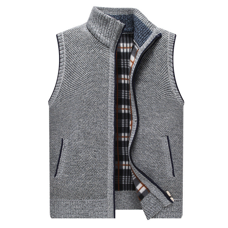 Men's cardigan with high collar and checked interior Lisslune