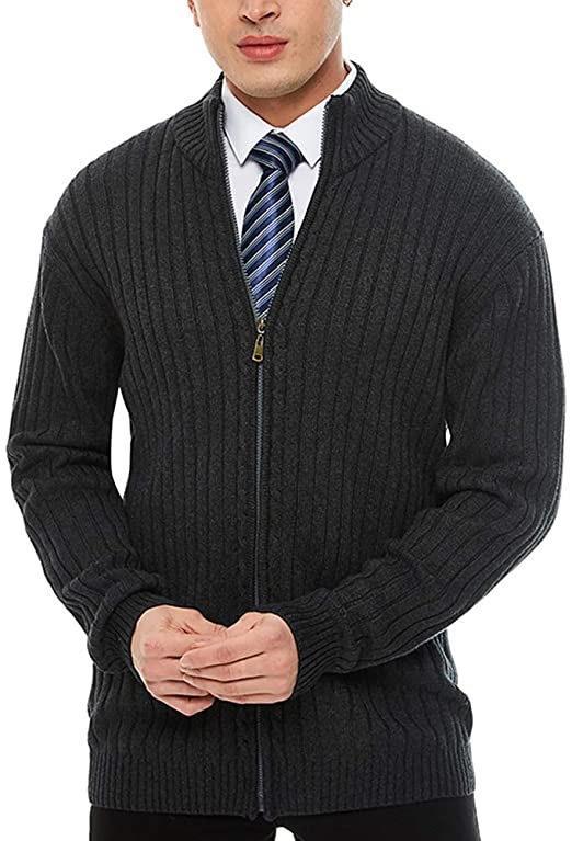 Men's sporty cardigan with zipper and raised collar Lisslune