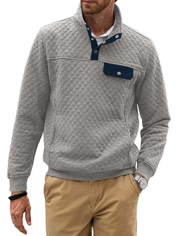 Men's sporty fleece pullover with practical zip and button placket Lisslune