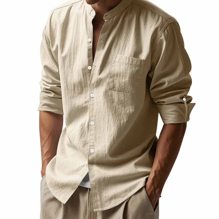 Men's casual long-sleeve shirt made of breathable linen Lisslune