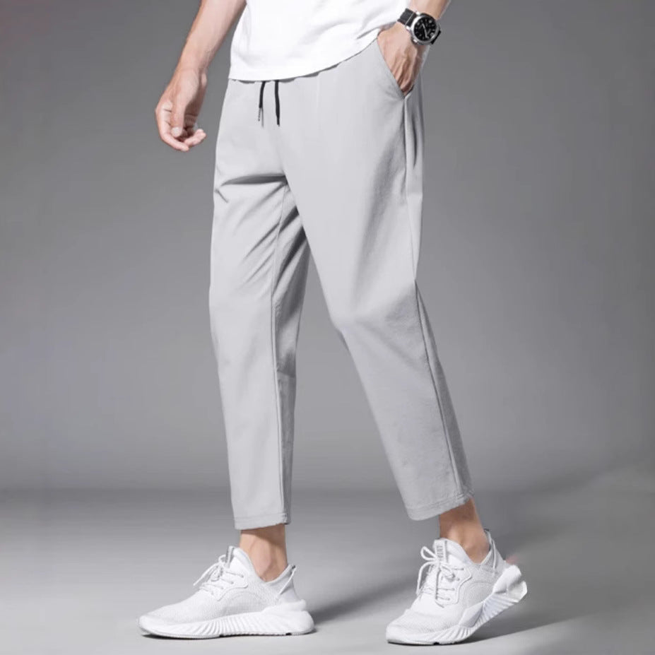Men's Stylish Airy Leisure Pants with Elastic Waist and Practical Pockets Lisslune