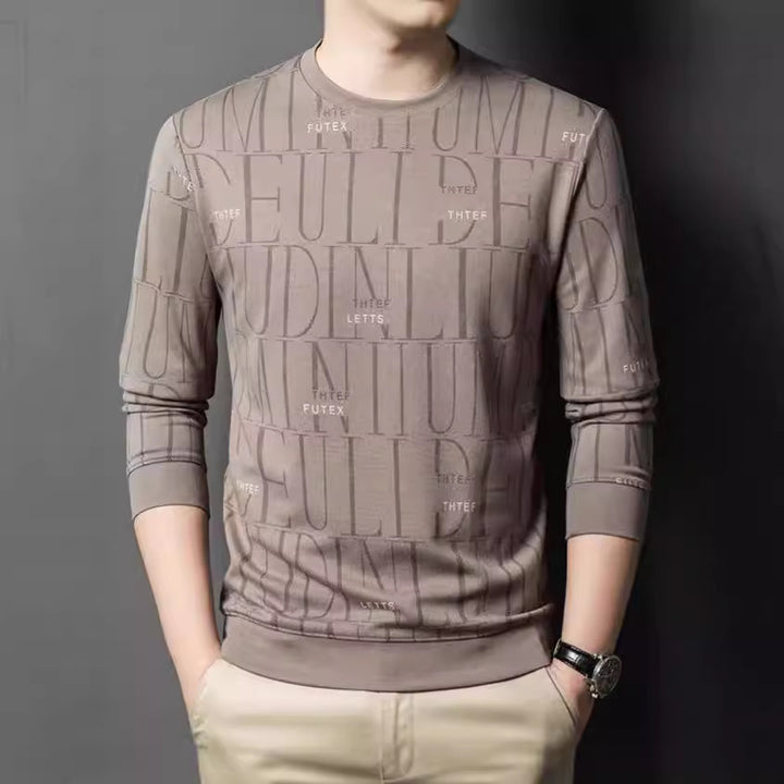 Men's fashionable crew neck sweater with graphic lettering Lisslune