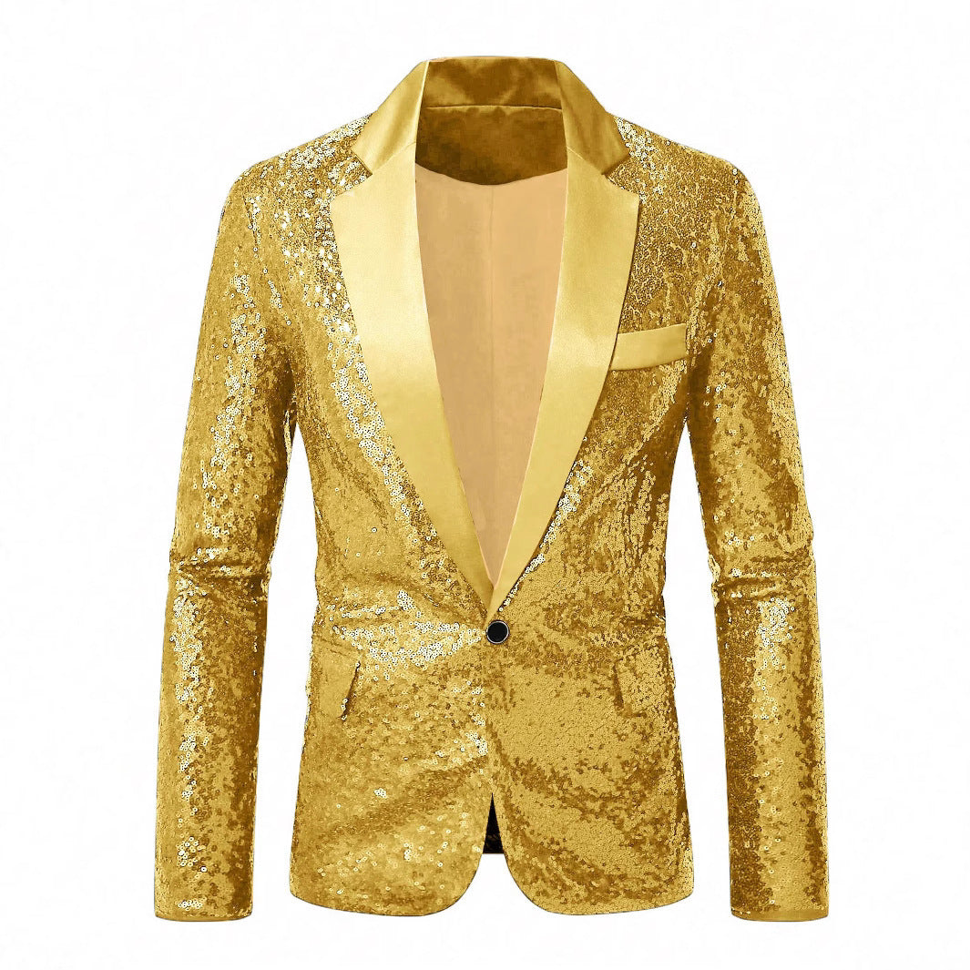 Men's festive sequin blazer with elegant satin lapel Lisslune