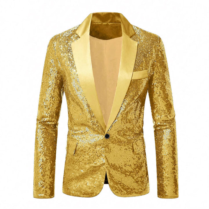 Men's festive sequin blazer with elegant satin lapel Lisslune