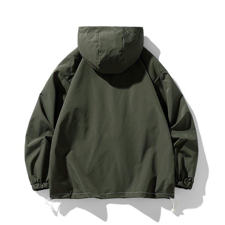 Men's windproof practical outdoor jacket with adjustable hood and large pockets Lisslune