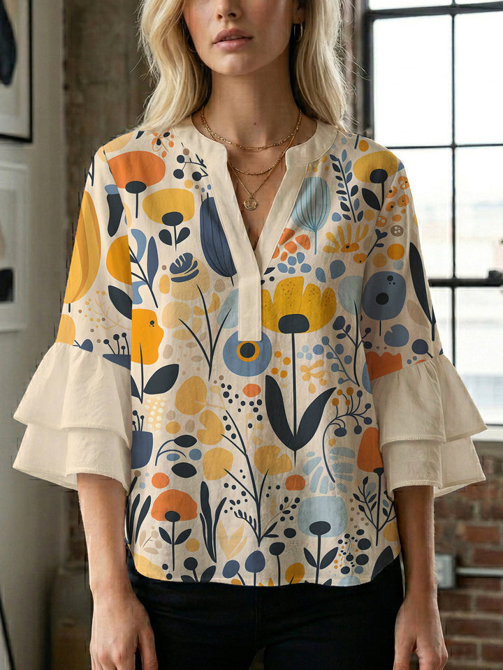 Women's artistic top with ruffled sleeves Lisslune