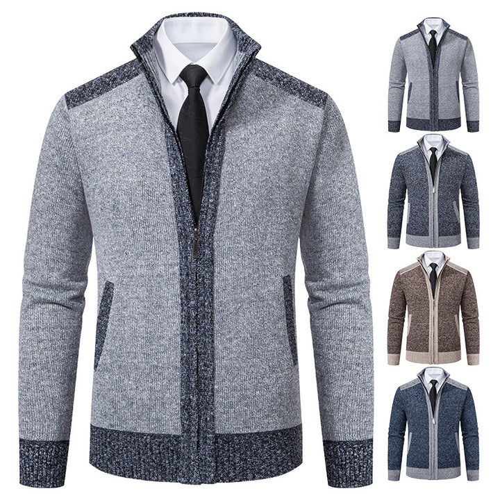 Men's quilted cardigan with high collar and practical pockets Lisslune