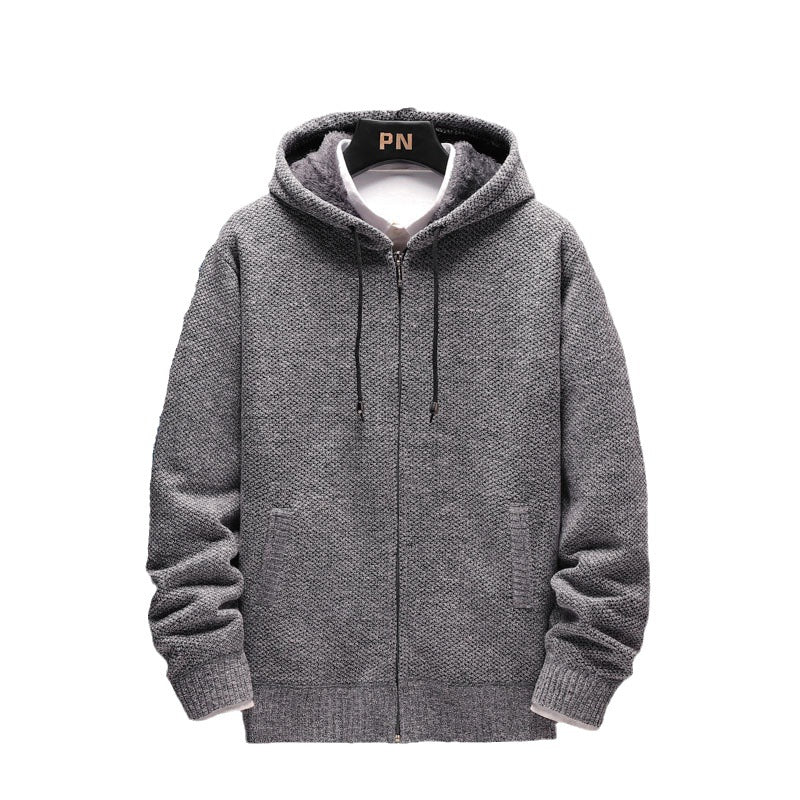 Men's cozy fleece jacket with hood and practical pockets Lisslune