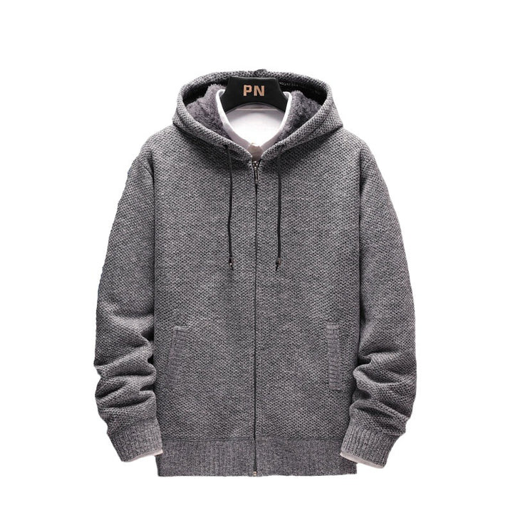 Men's cozy fleece jacket with hood and practical pockets Lisslune