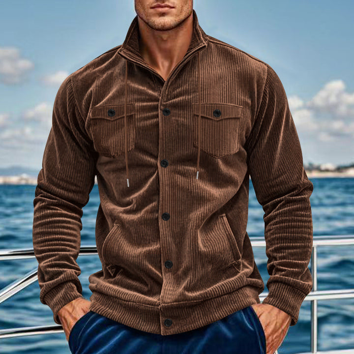 Men's casual shirt jacket with practical pockets and asymmetric collar Lisslune