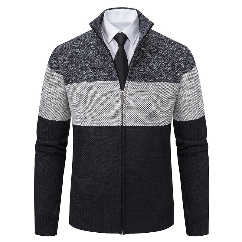 Men's stylish cardigan with high collar and modern zipper Lisslune