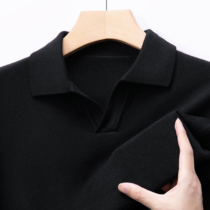 Men's Elegant Sweater with Fine V-Neck and Textured Design Lisslune