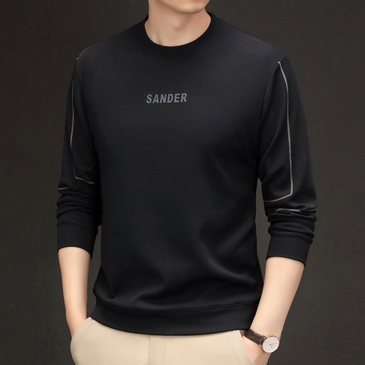 Men's sporty crew neck sweater with modern lettering Lisslune